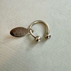 Tiffany and Co, Silver Oval Tag Screwball Key Ring, Used